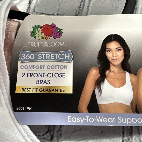 Fruit of the Loom 2 Pack 38 Women Soft Front Closure Cotton Bra NEW Pink White - Picture 12 of 15